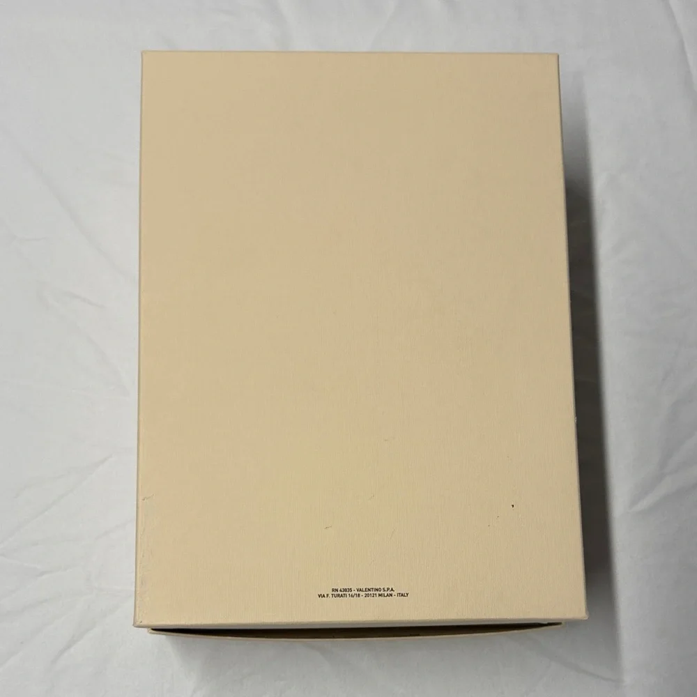 Valentino Cream Logo Gift Box with Black Lettering 9x12x4.5 w 2 dust covers